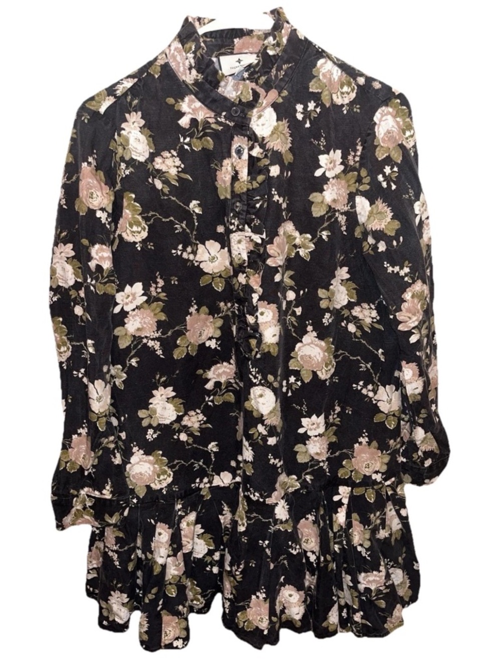 Tuckernuck Midnight Garden Floral Drop Waist Tate Mini Dress Black Floral Size L